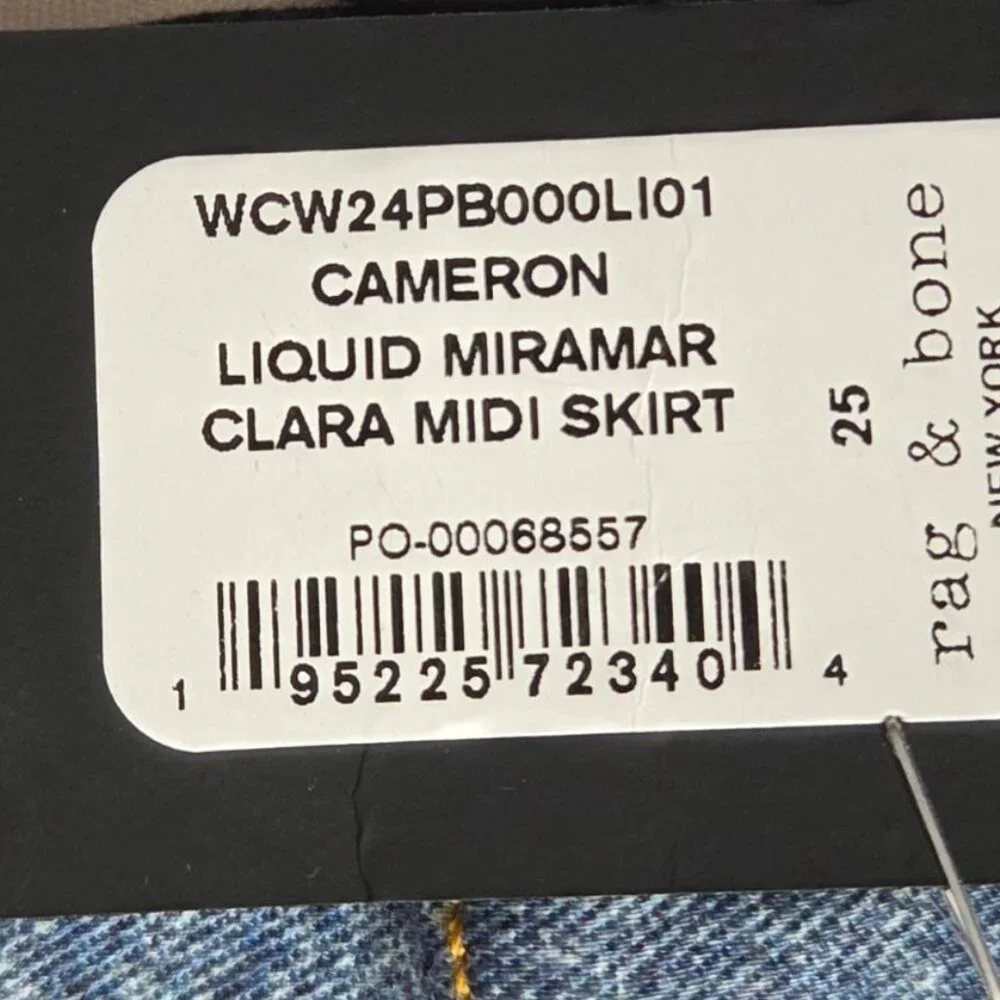 NWT Rag & Bone Liquid Miramar Clara Cotton Terry Sweatpant Jean MIDI Skirt - Picture 3 of 4